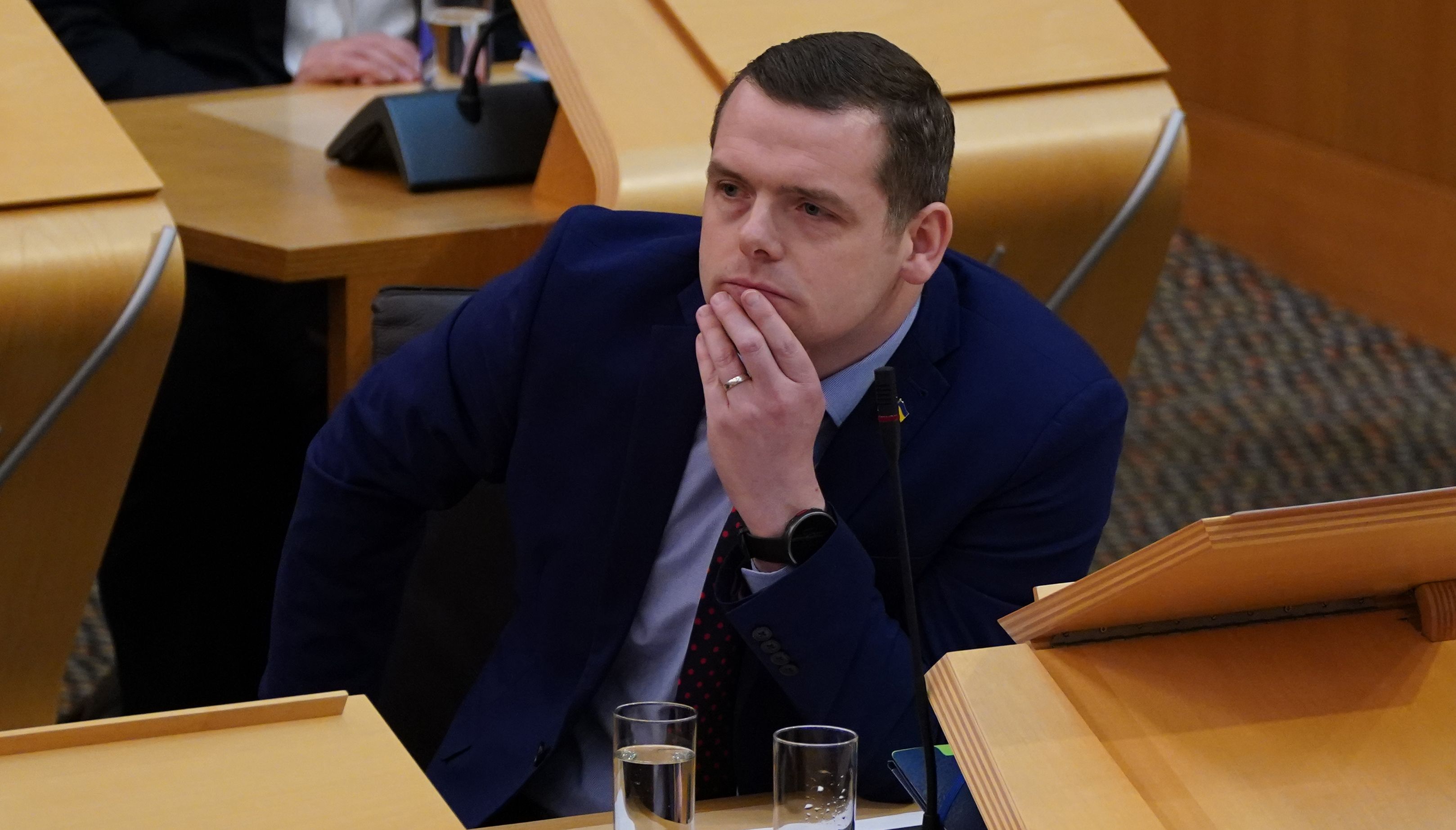 Scottish Conservative leader Douglas Ross during First Minster's Questions at the Scottish Parliament in Holyrood, Edinburgh. Picture date: Thursday April 21, 2022.
