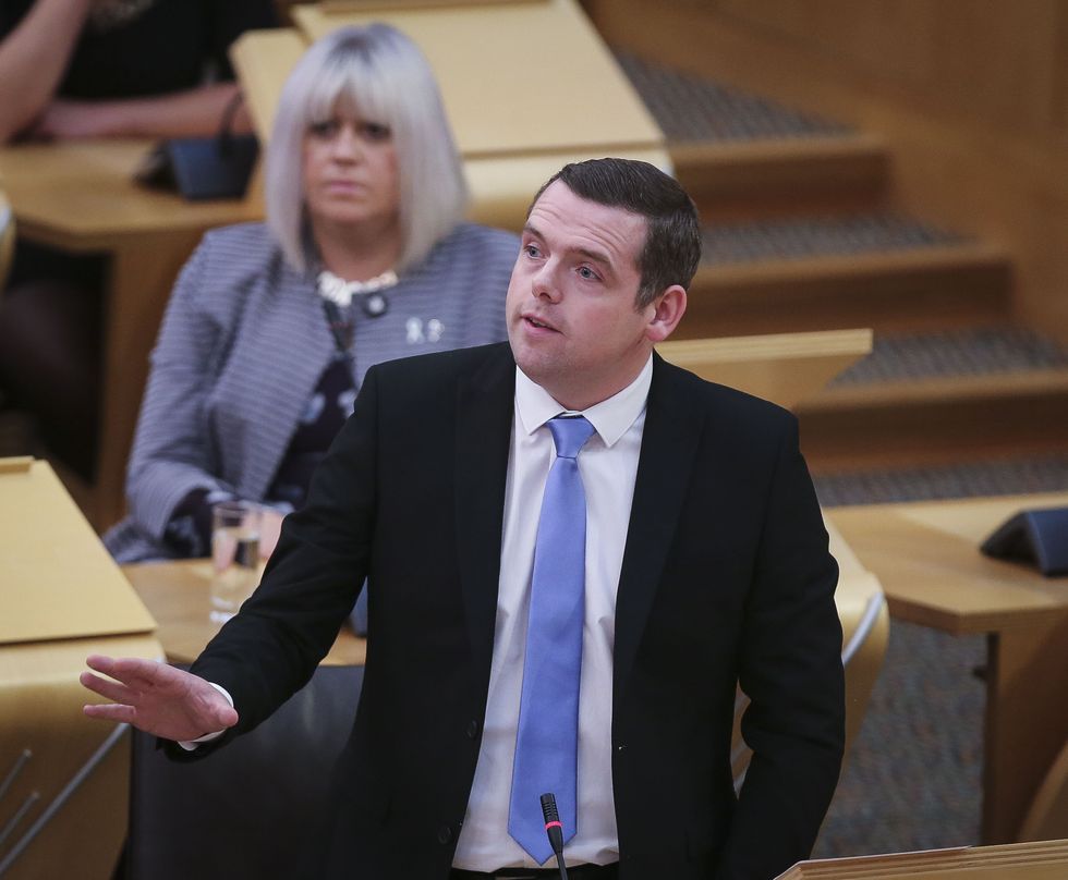 Scottish Conservative Leader Douglas Ross during First Minster's Questions in the debating chamber of the Scottish Parliament in Edinburgh.