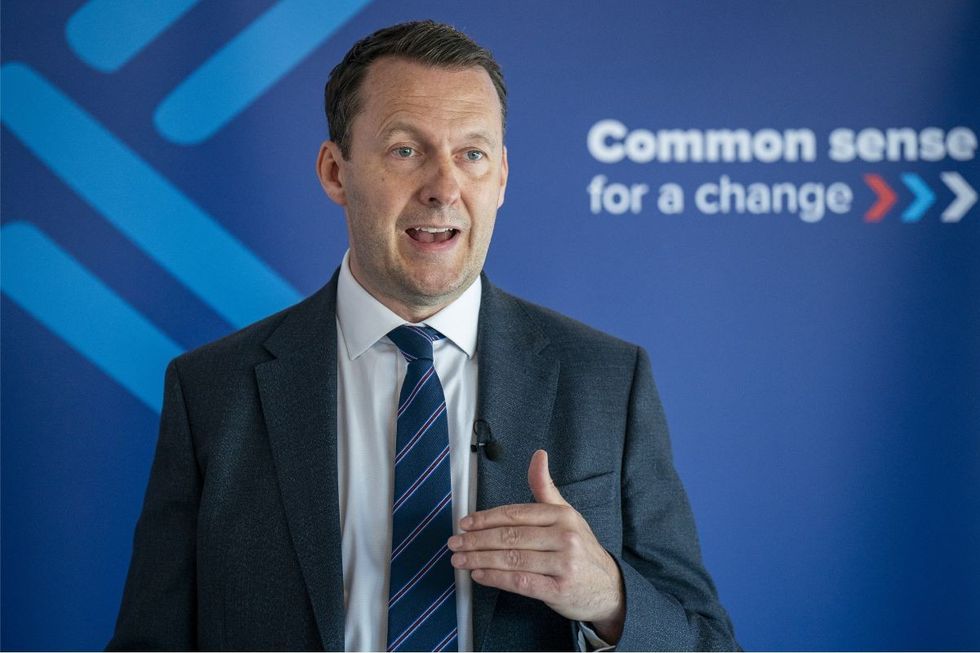 Scottish Conservative leader Russell Findlay giving a speech at the SKYBar, in Edinburgh