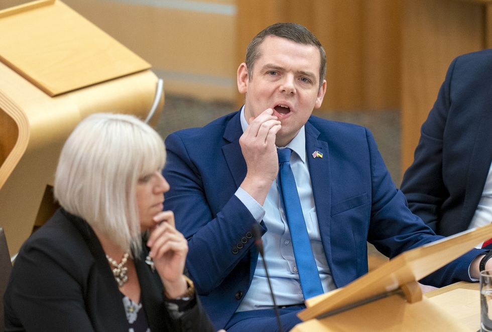 Scottish Conservative party leader Douglas Ross during First Minister's Questions at the Scottish Parliament in Holyrood, Edinburgh