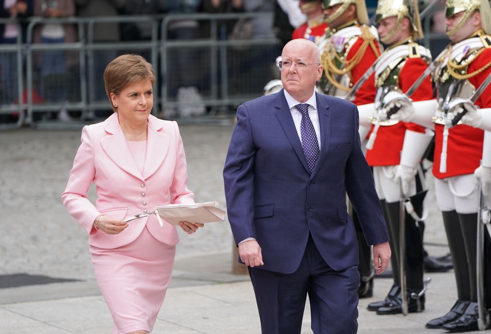 Scottish First Minister Nicola Sturgeon and her husband Peter Murrell arrive for the National Service of Thanksgiving at St Paul's Cathedral, London, on day two of the Platinum Jubilee celebrations for Queen Elizabeth II. Picture date: Friday June 3, 2022.