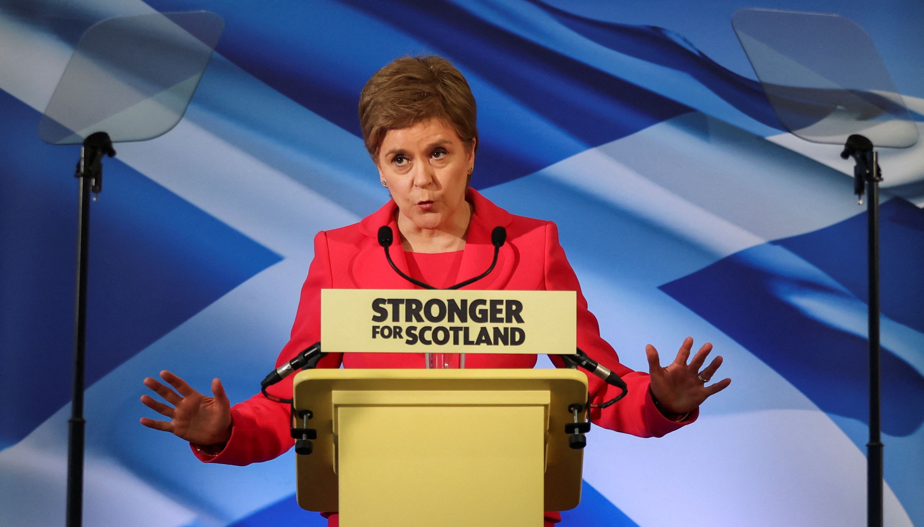 Scottish First Minister Nicola Sturgeon speaks at the Scottish National Party (SNP) manifesto launch, in Greenock, Scotland.