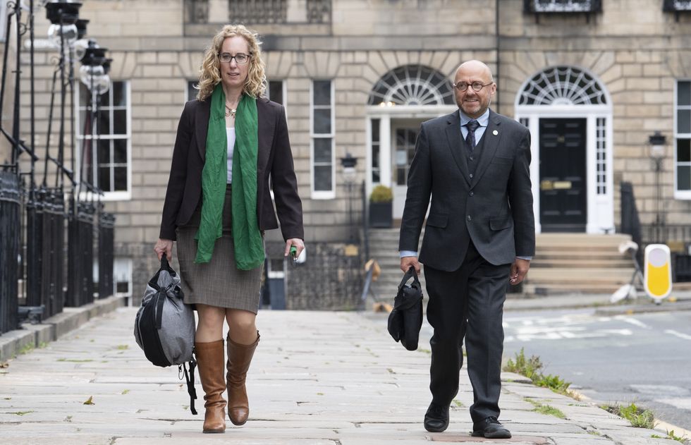 Scottish Green co-leaders Patrick Harvie and Lorna Slater arrive at Bute House, Charlotte Square, Edinburgh, to meet First Minister Nicola Sturgeon following their Government Ministerial appointments.
