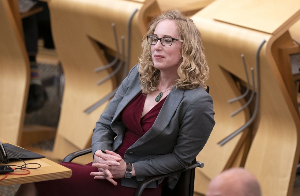 Scottish Green party co-leader Lorna Slater in the main chamber at the Scottish Parliament, Edinburgh, as First Minister Nicola Sturgeon.