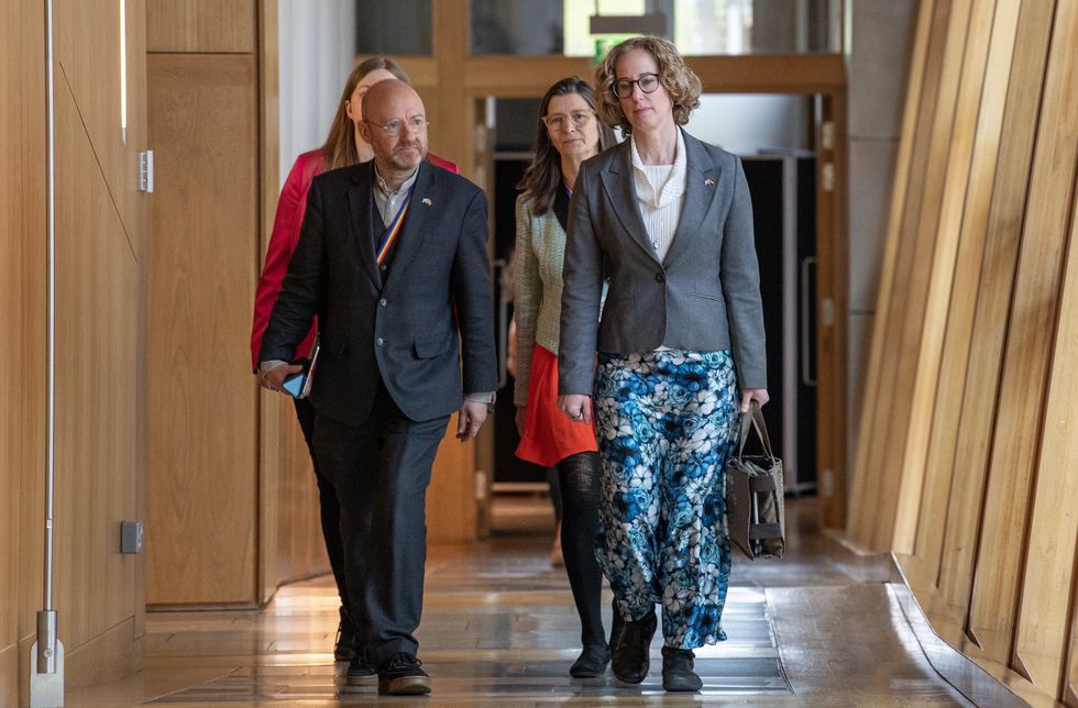 Scottish Green Party co-leaders Lorna Slater and Patrick Harvie at the Scottish Parliament in Holyrood