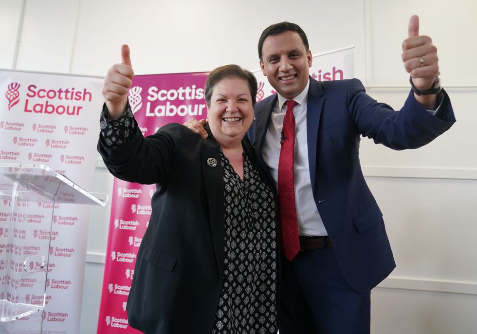 Scottish Labour leader Anas Sarwar alongside Scottish deputy leader Jackie Baillie after he made a keynote speech at Pollok Community Centre in Glasgow.