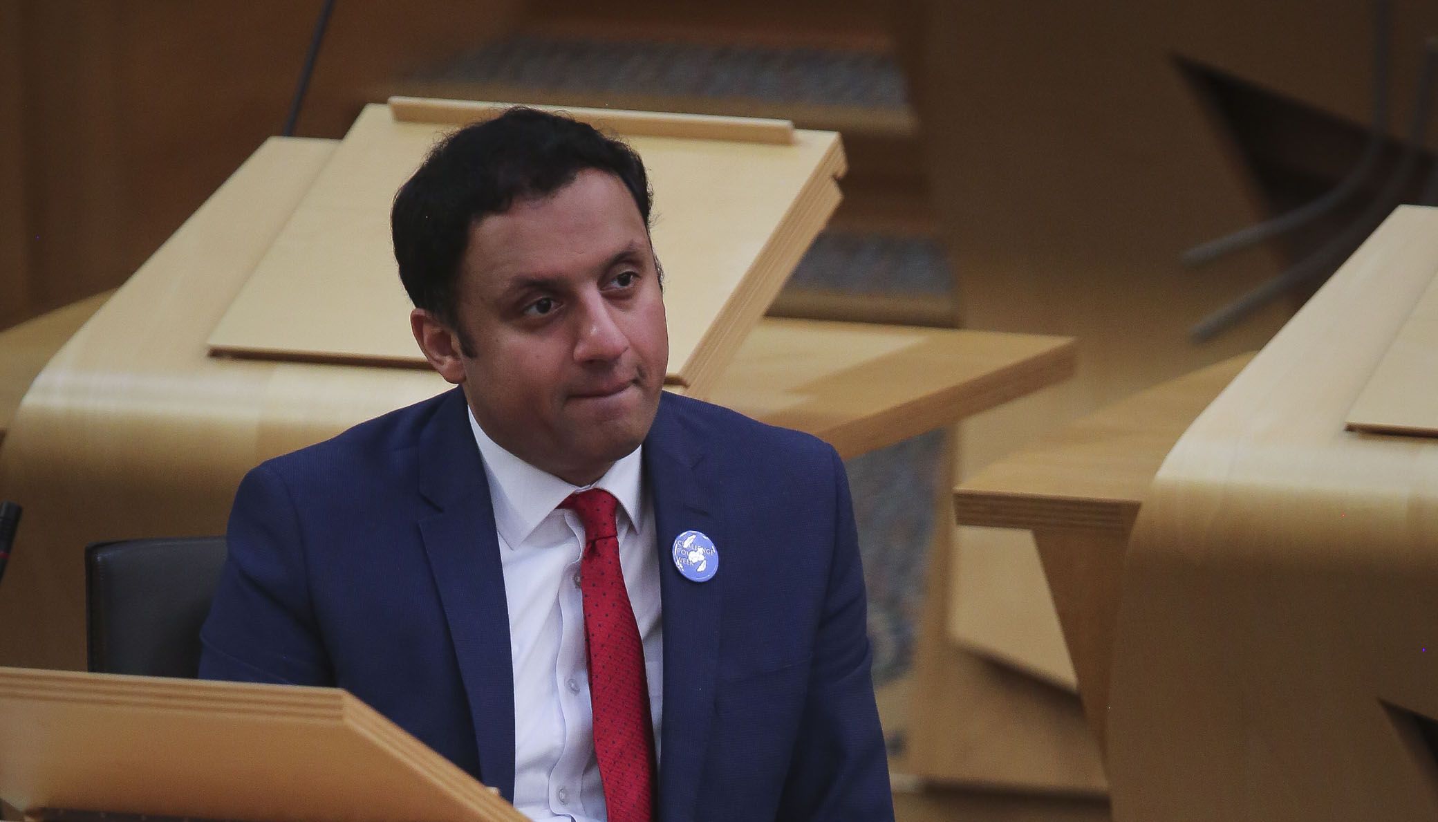 Scottish Labour Leader Anas Sarwar during First Minster's Questions in the debating chamber of the Scottish Parliament.