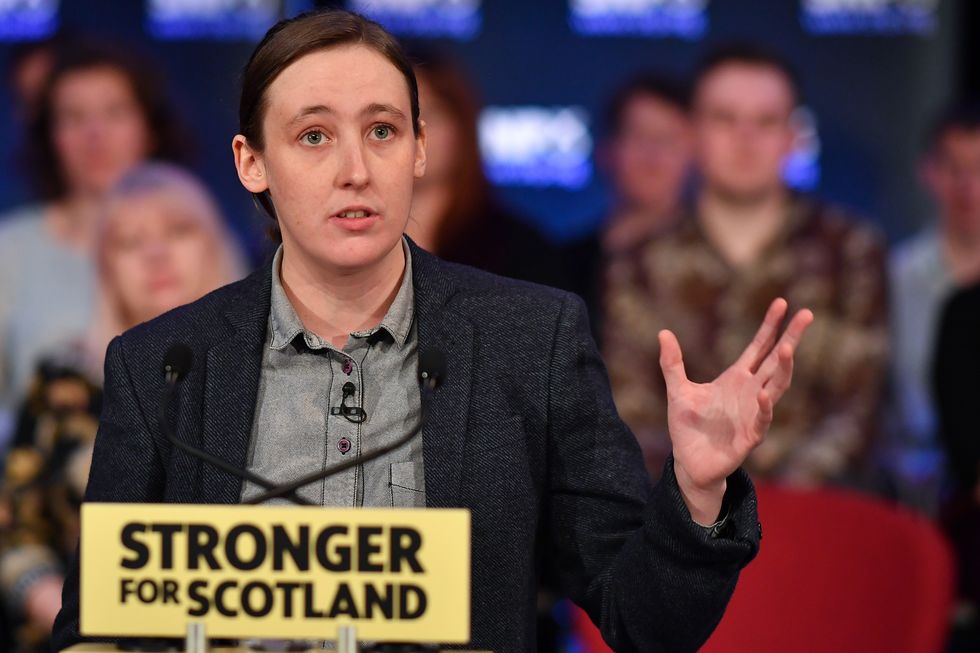 Scottish Nationalist Party local candidate Mhairi Black speaks during a general election campaign event