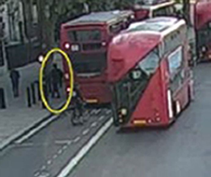 Screen grab from CCTV issued by Metropolitan Police of Ali Harbi Ali in Westminster on September 22 2021, which was shown to the jury at the Old Bailey