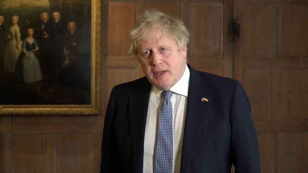 Screengrab taken from PA Video of Prime Minister Boris Johnson delivering a statement at his country residence Chequers, in Buckinghamshire, following the announcement that he and Chancellor Rishi Sunak will be fined as part of a police probe into allegations of lockdown parties held at Downing Street. Picture date: Tuesday April 12, 2022.