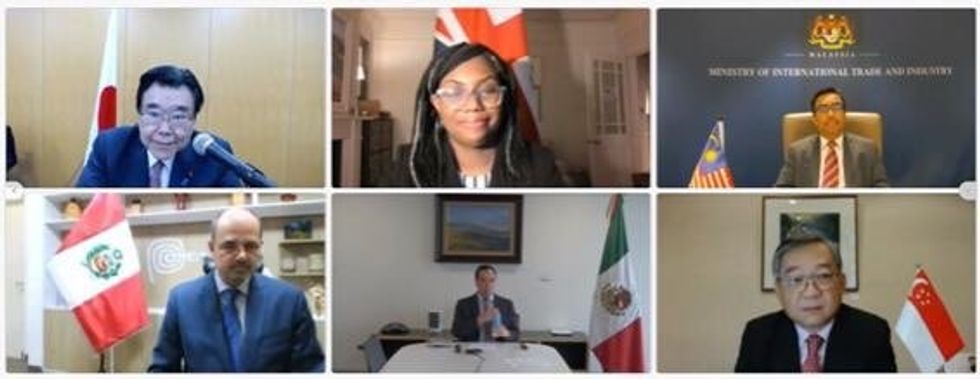 Screenshot of a zoom meeting of trade ministers