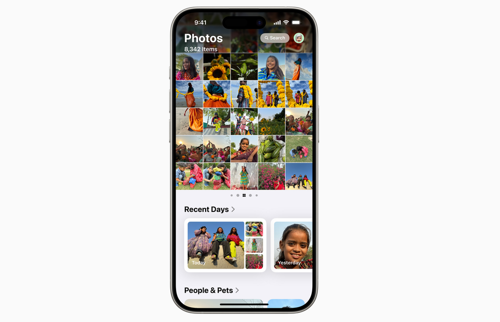 screenshot of an iphone with grid of photos