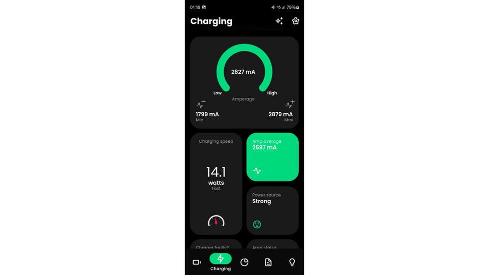 screenshot of battery healthy app that shows slow charging rate on galaxy smartphone