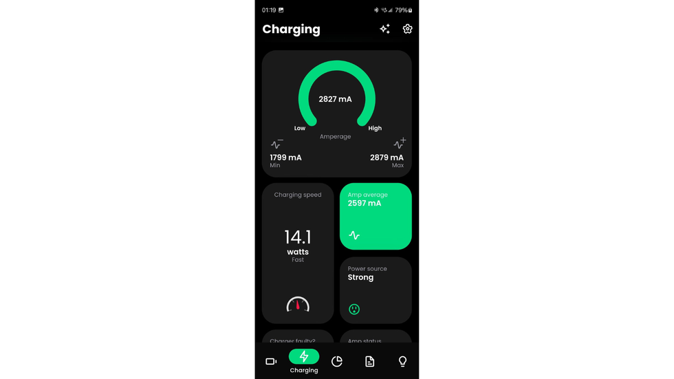 screenshot of battery healthy app that shows slow charging rate on galaxy smartphone