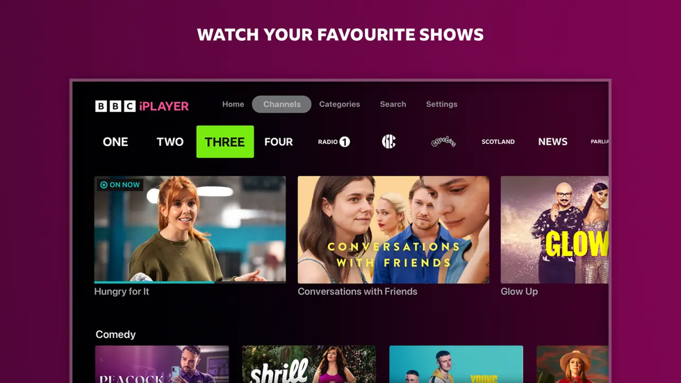 screenshot of BBC iPlayer on a Smart TV