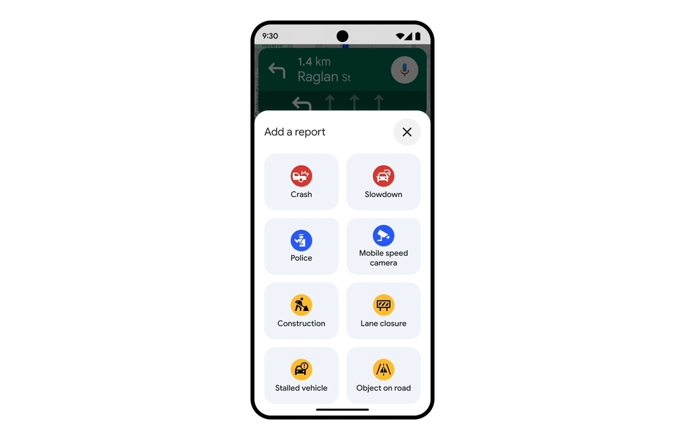 screenshot of google maps with the new larger share buttons