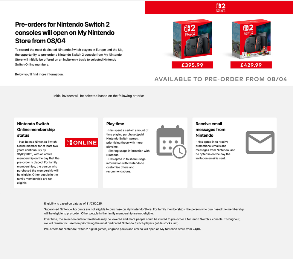 screenshot of my nintendo store listings showing the controllers and accessories available