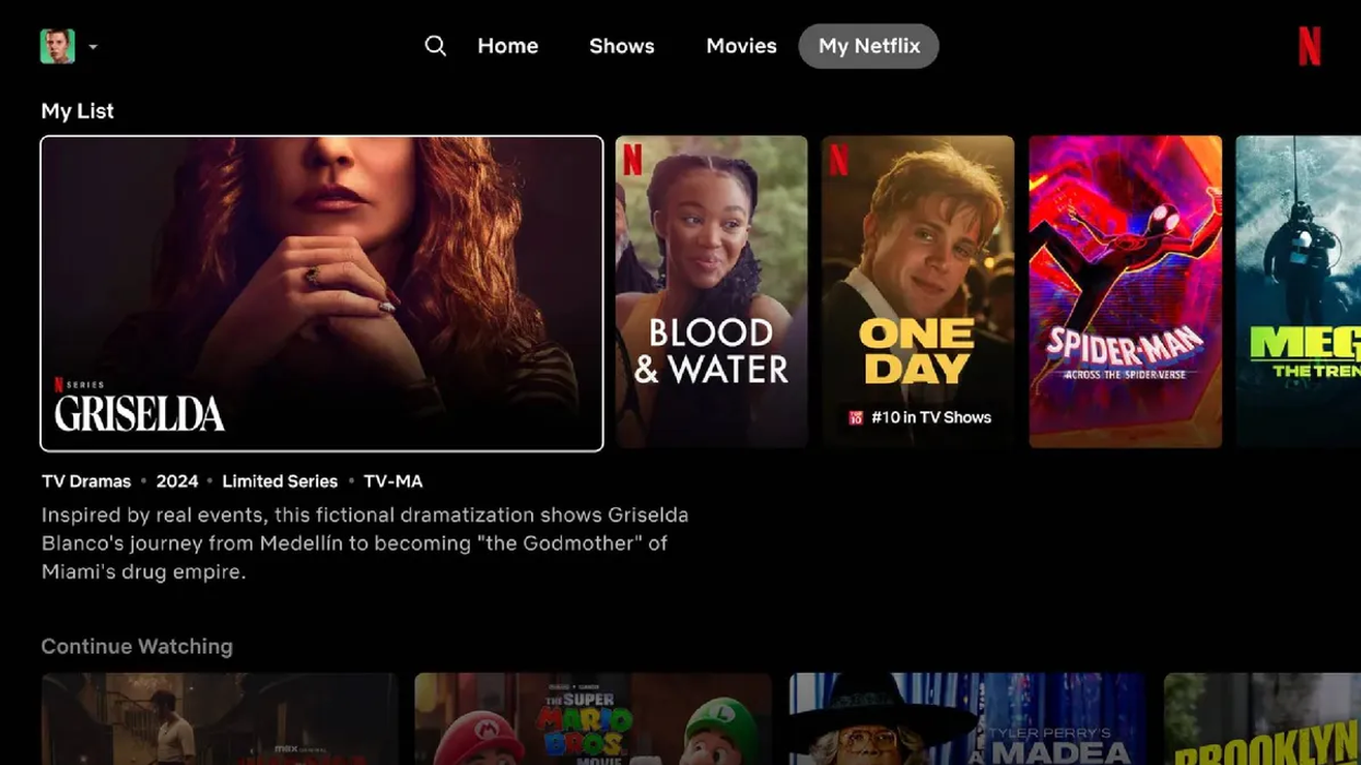 screenshot of new netflix interface from a smart tv app