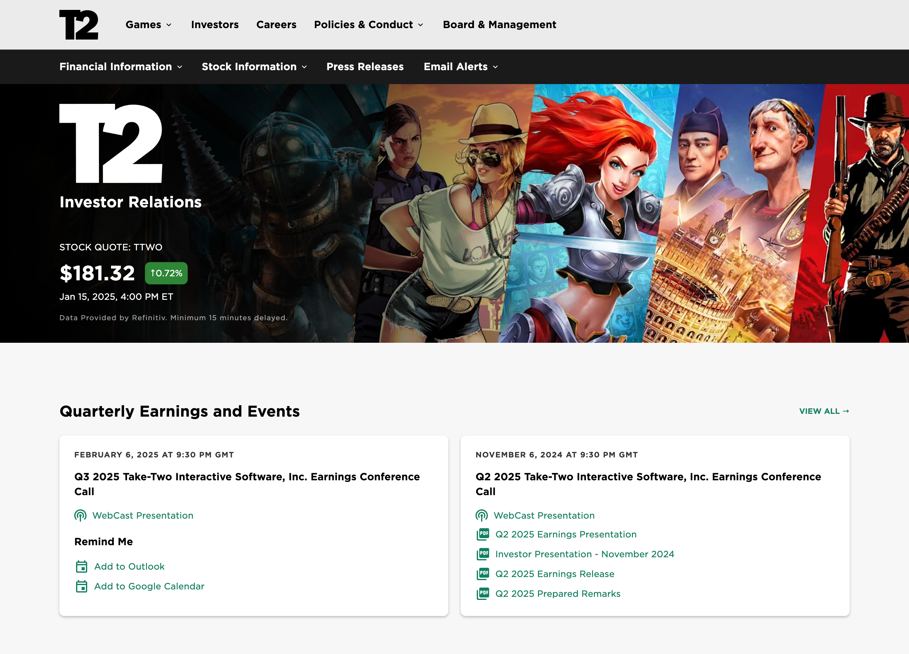 screenshot of the investors portal showing the february 6 earnings call