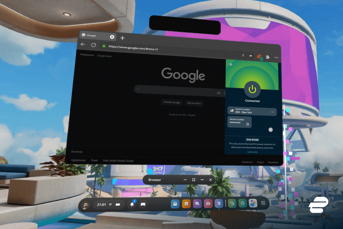 screenshot of the view inside the meta quest when using expressvpn