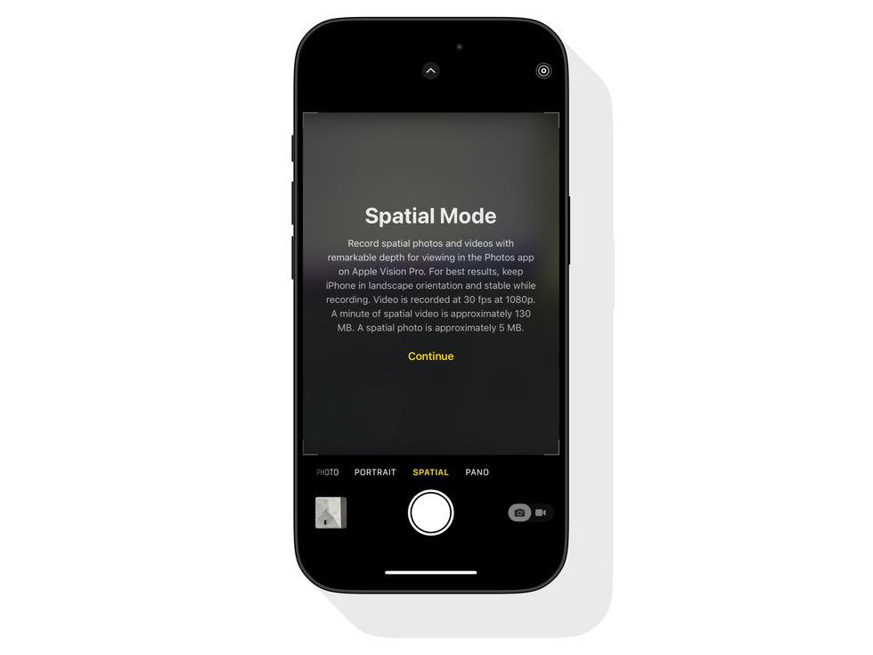 screenshot of the warning that appears when loading up spatial video for the first time