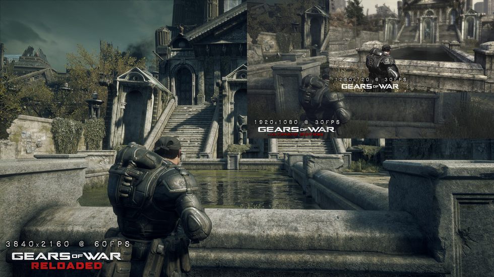 screenshots comparing Gears of War with Gears of War Ultimate Edition and Gears of War Reloaded