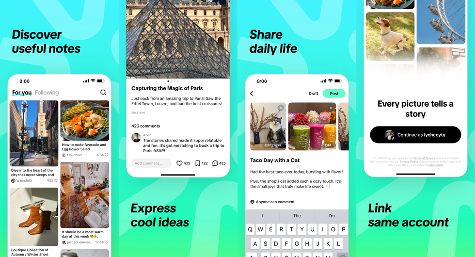 screenshots from tiktok notes running on an iPhone with a teal background