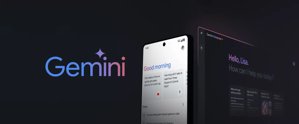 screenshots of the google gemini AI system on a phone and a desktop PC 