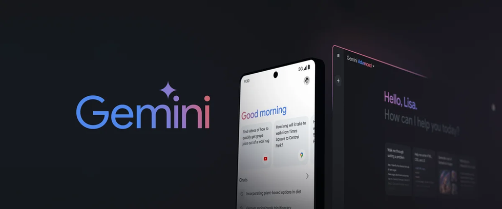 screenshots of the google gemini AI system on a phone and a desktop PC