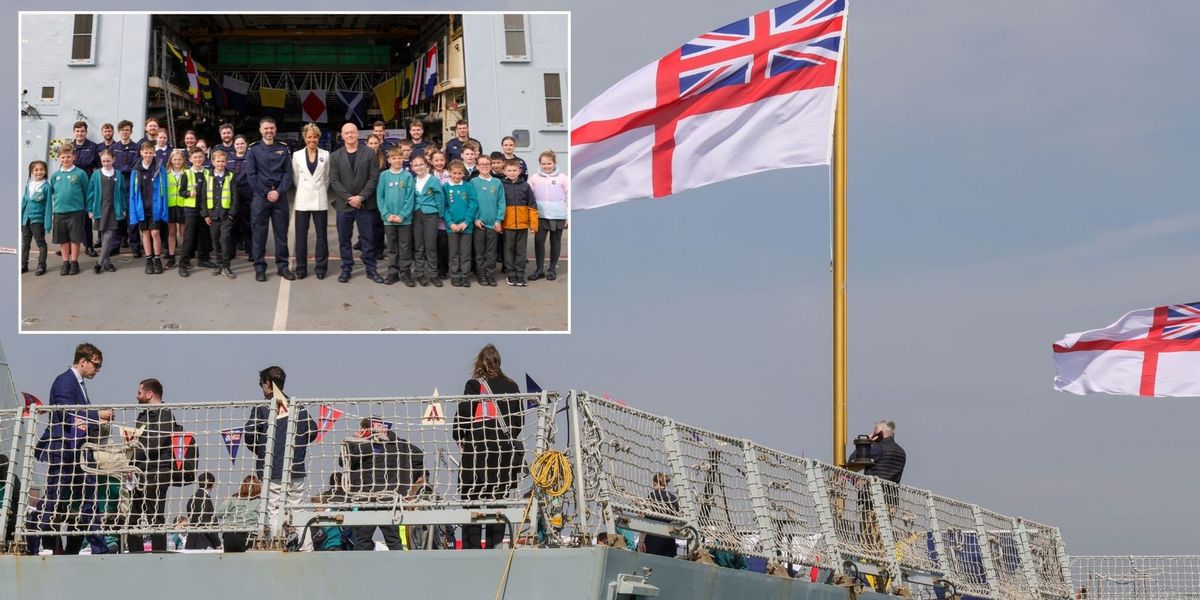NextImg:Schoolchildren join sailors aboard HMS Duncan for street party marking VE Day countdown - 'This country came at a price!'