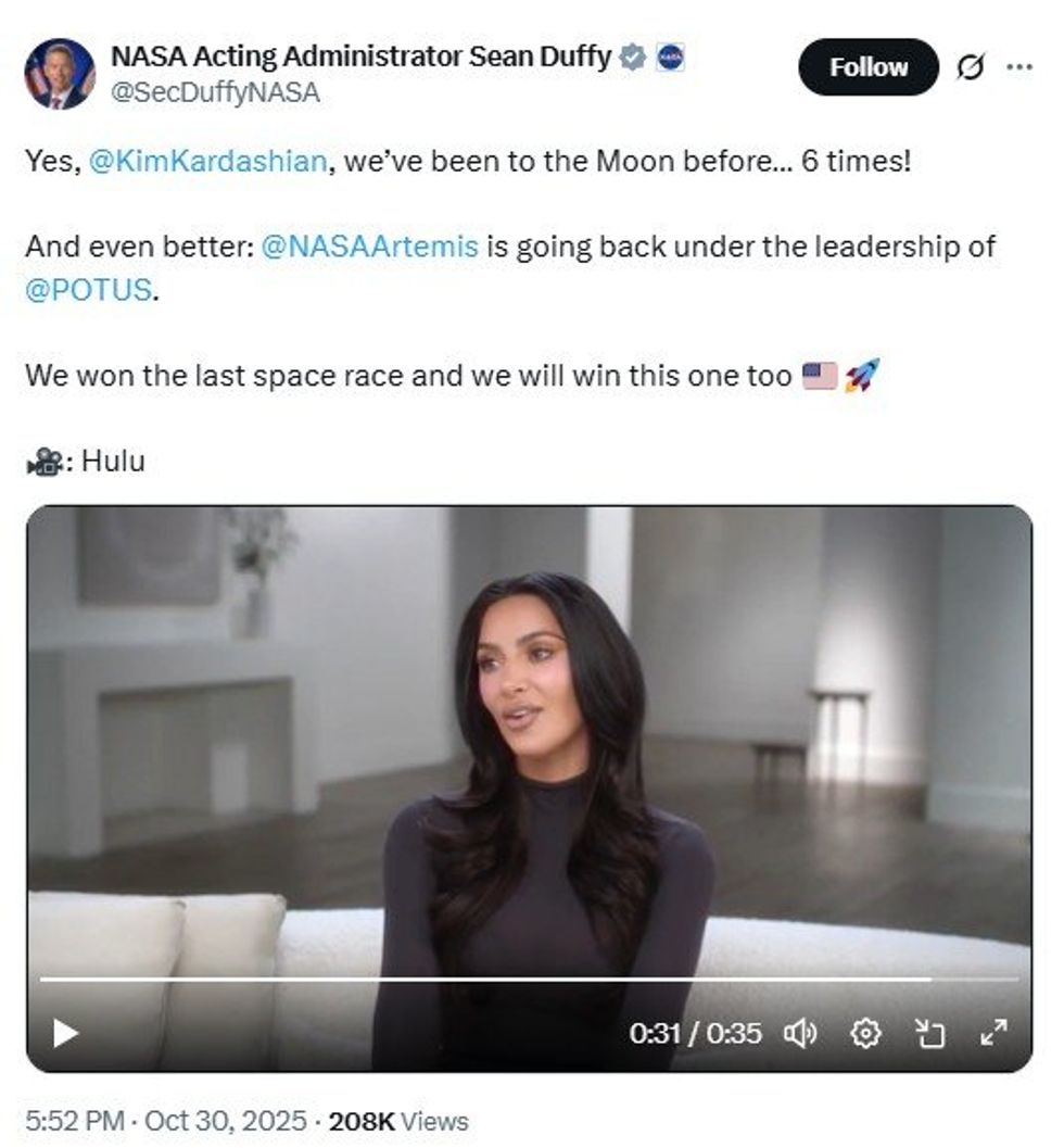 Sean Duffy's tweet to Kim Kardashian