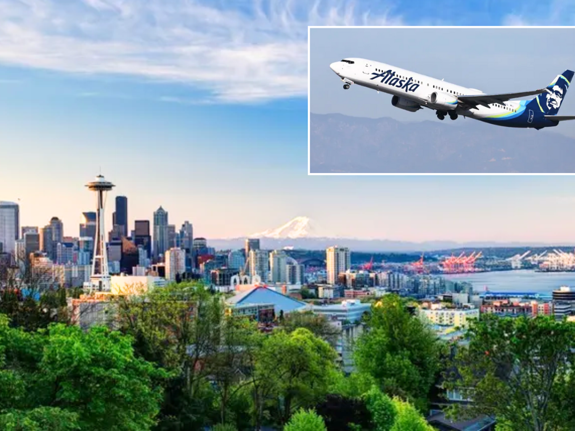 Seattle city / Alaska Airlines plane