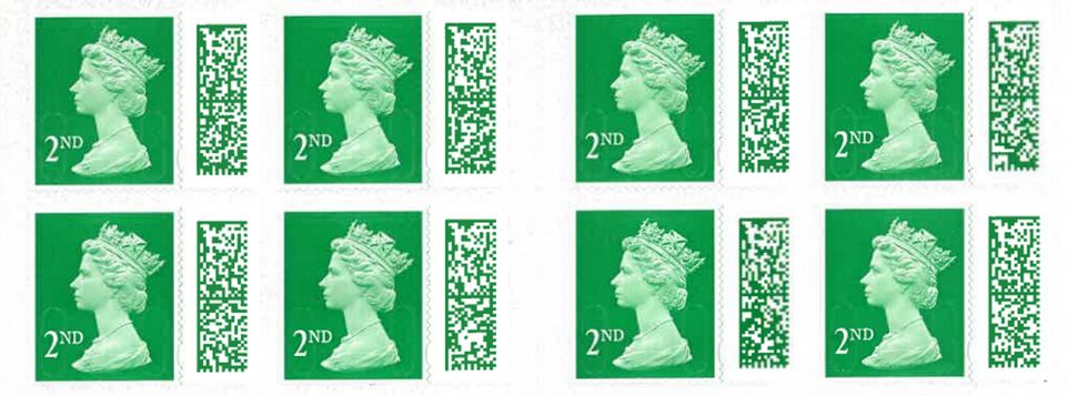 Second class Royal Mail stamps which are not believed to be counterfeit