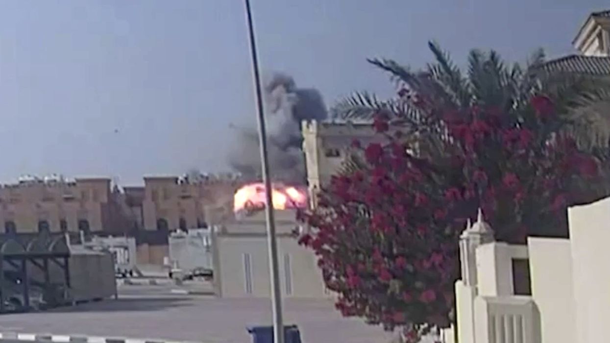 Security footage of the moment an Israeli strike targeting Hamas leaders hits in Doha, Qatar