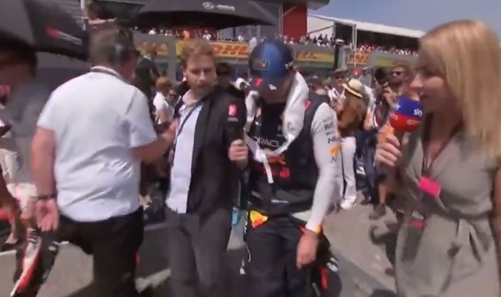 Security stepped in to drag the reporter away