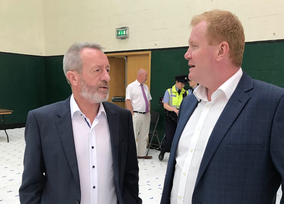 Senator Paudie Coffey (right) talks with Fine Gael MEP Sean Kelly at Ireland South European election count centre at the Nemo Rangers GAA Club in Co Cork.