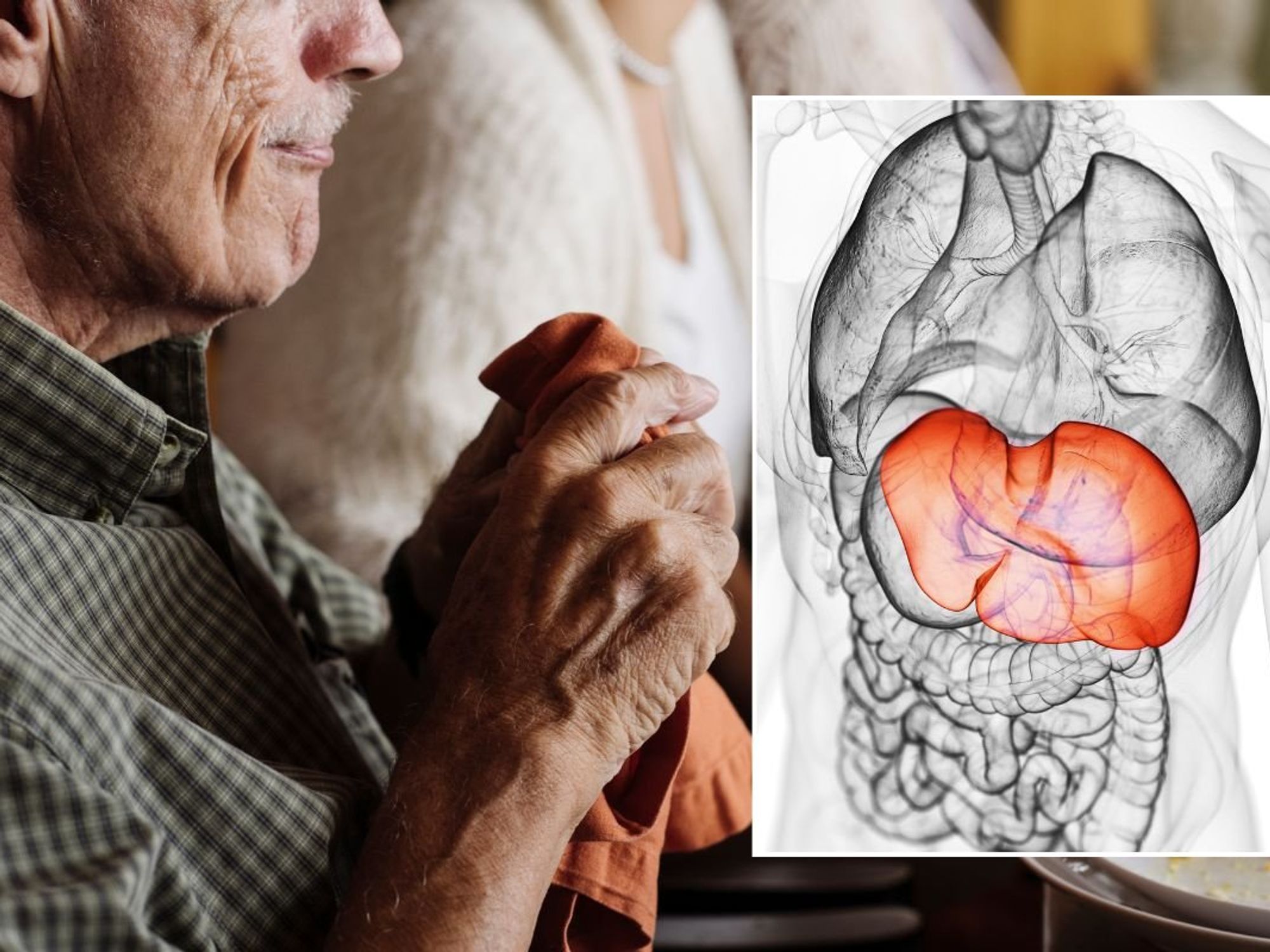 SENIOR ADULT HOLDING NAPKIN FATTY LIVER