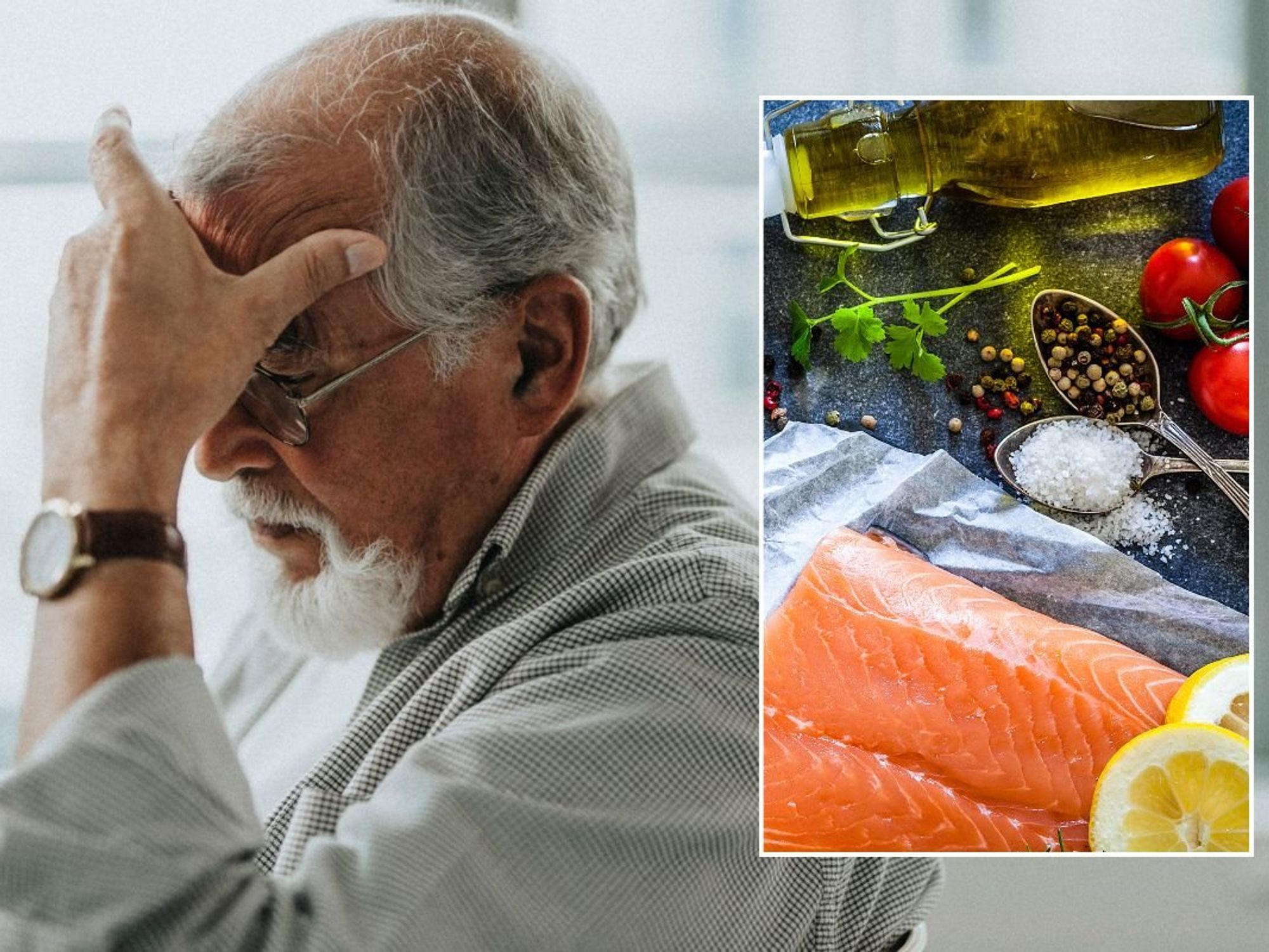 SENIOR MAN AND FATTY FISH