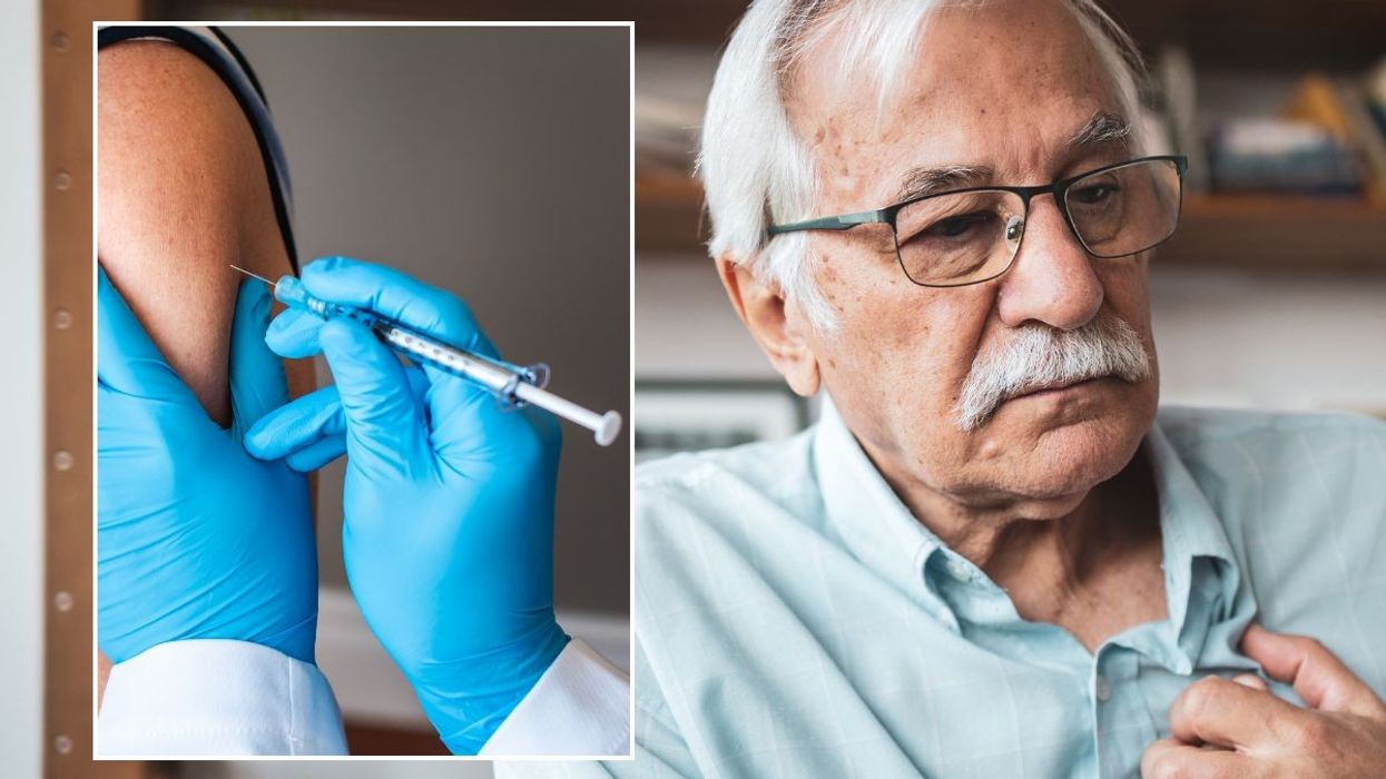 Senior man and vaccine administration