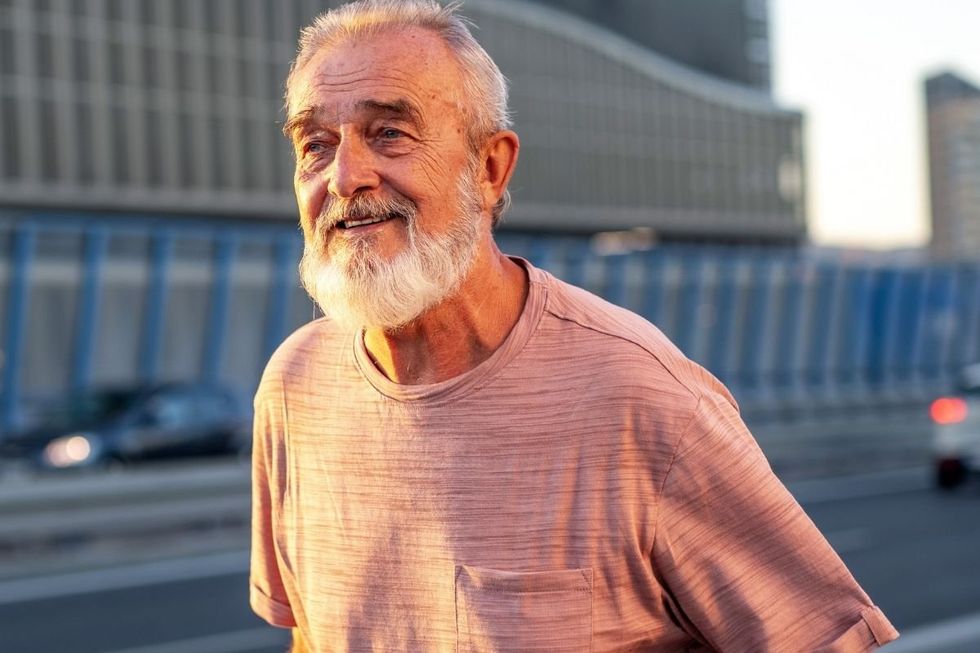 Senior man exercising