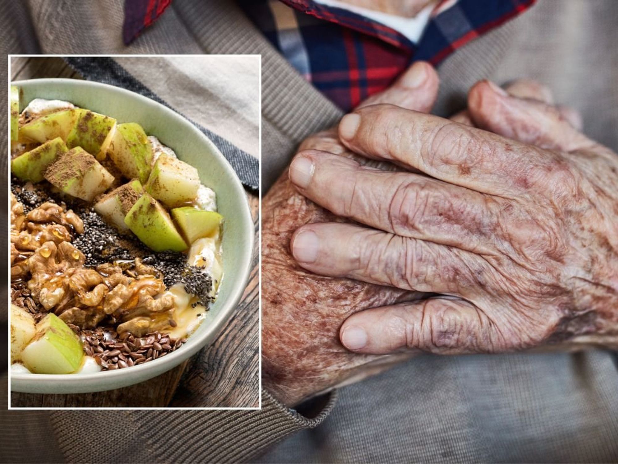 Senior man with hands over heart