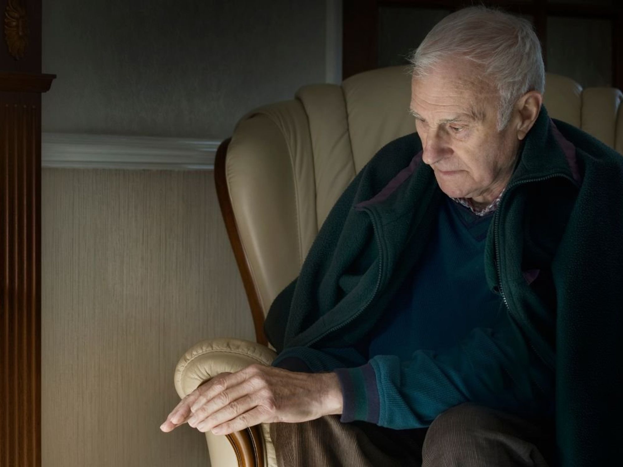 SENIOR MAN WITH WALKING STICK