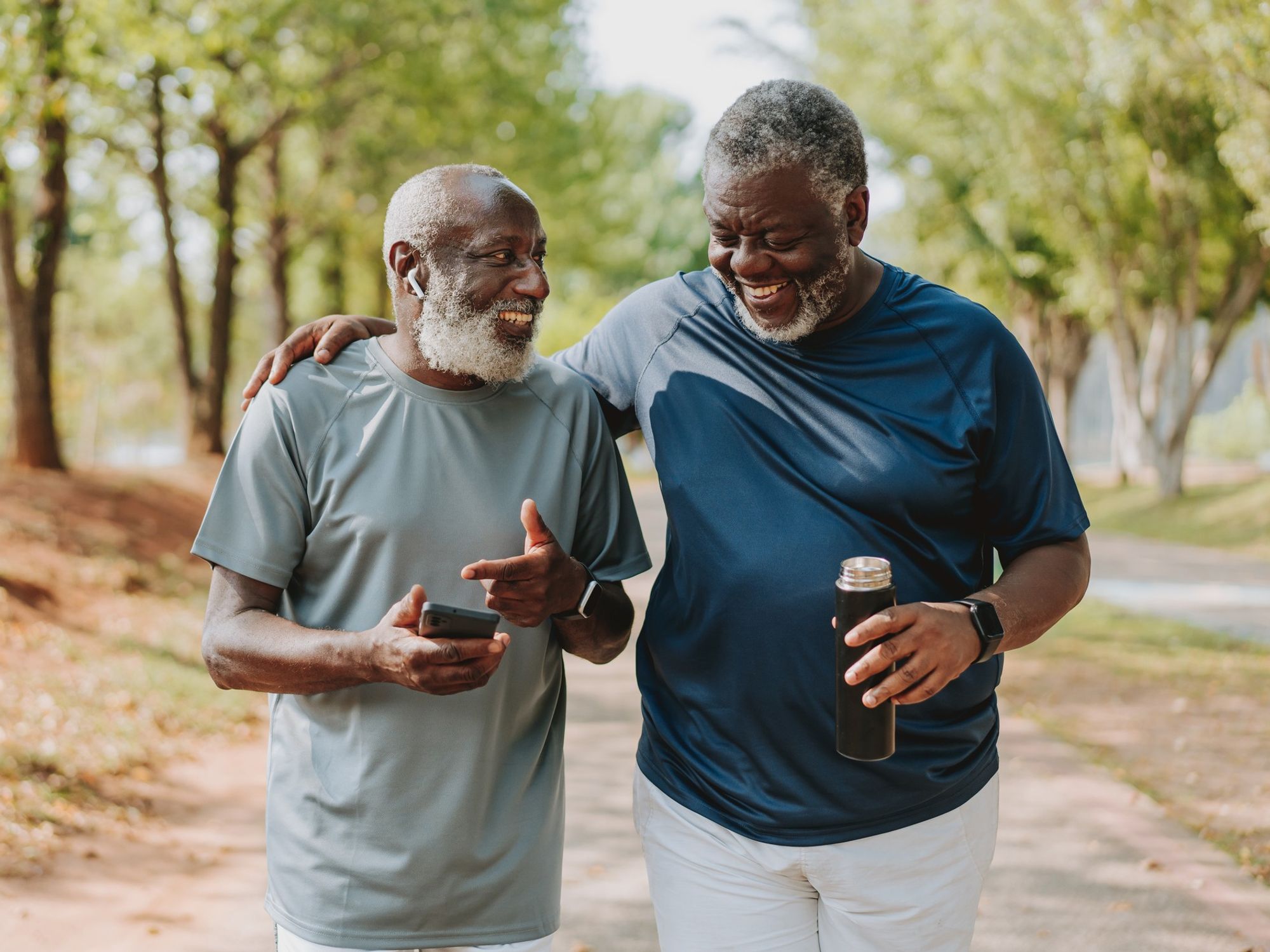 Senior men walking