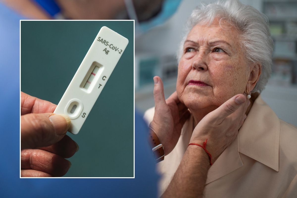 SENIOR WOMAN AND POSITIVE COVID TEST