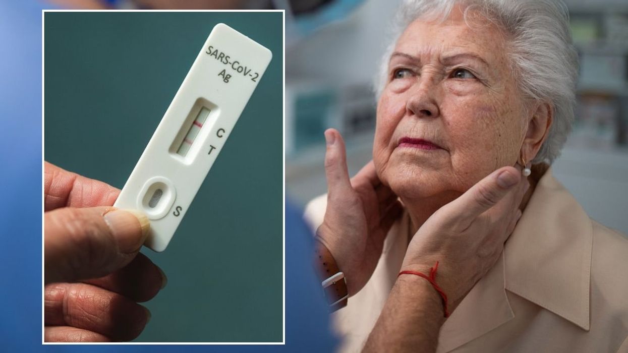 SENIOR WOMAN AND POSITIVE COVID TEST