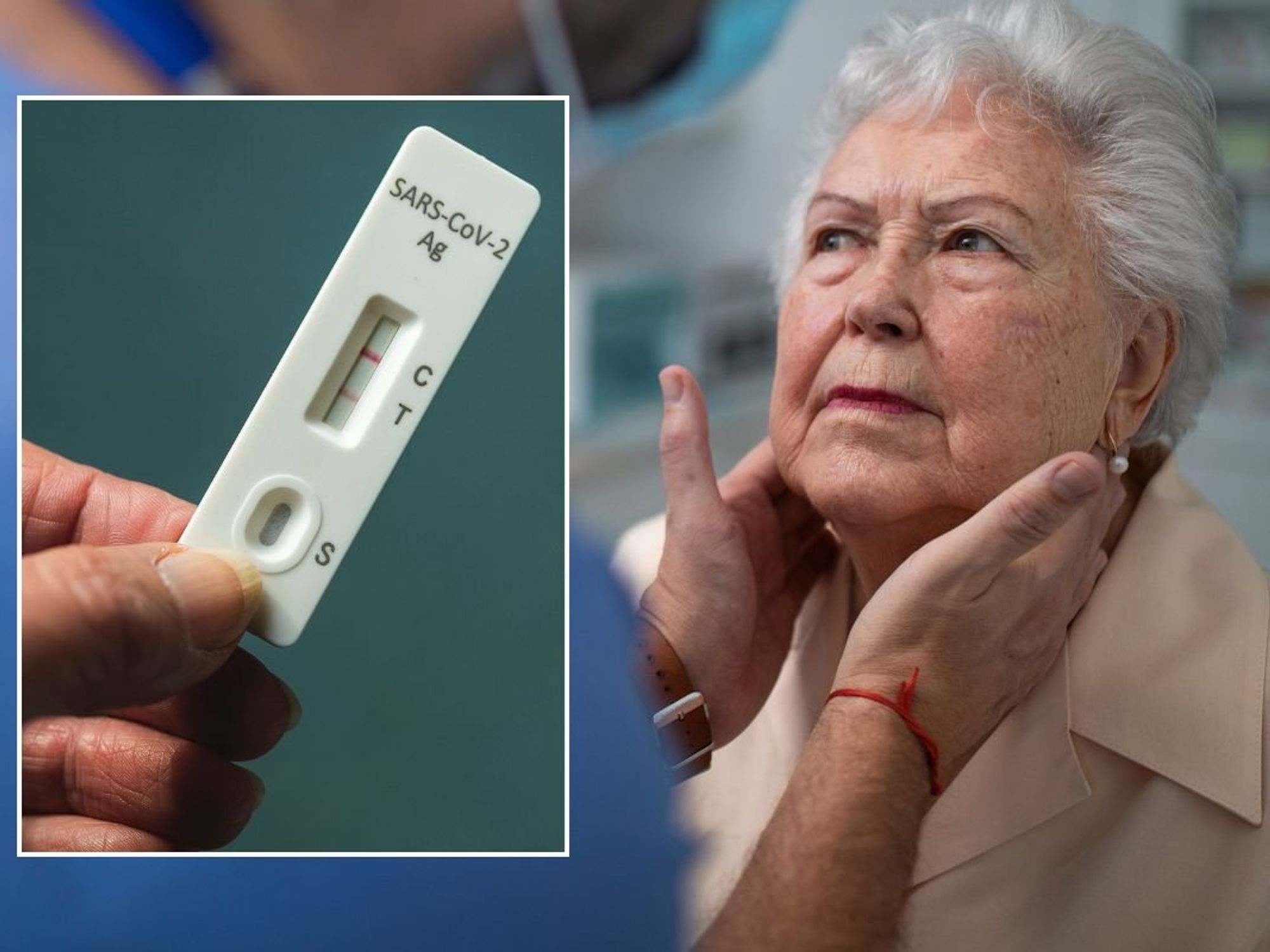 SENIOR WOMAN AND POSITIVE COVID TEST