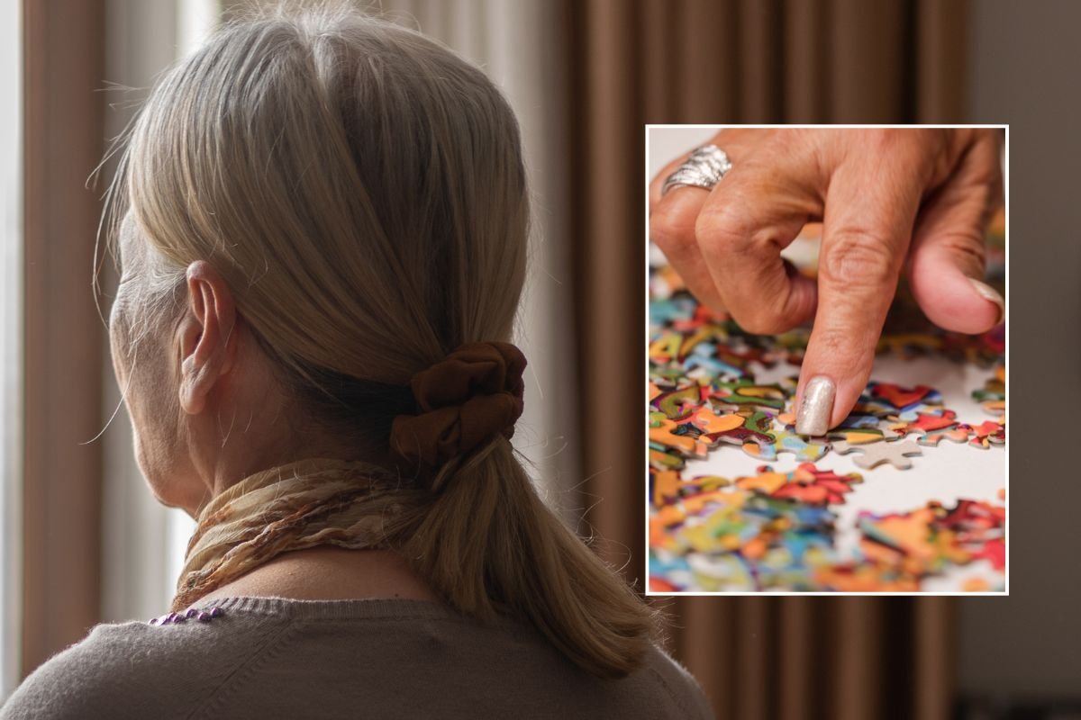 senior woman and puzzle