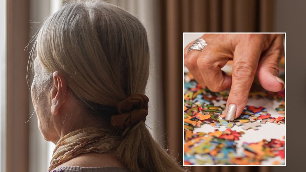 senior woman and puzzle