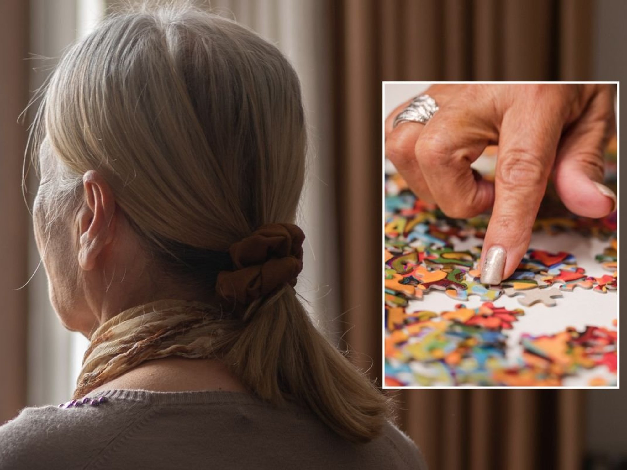 senior woman and puzzle