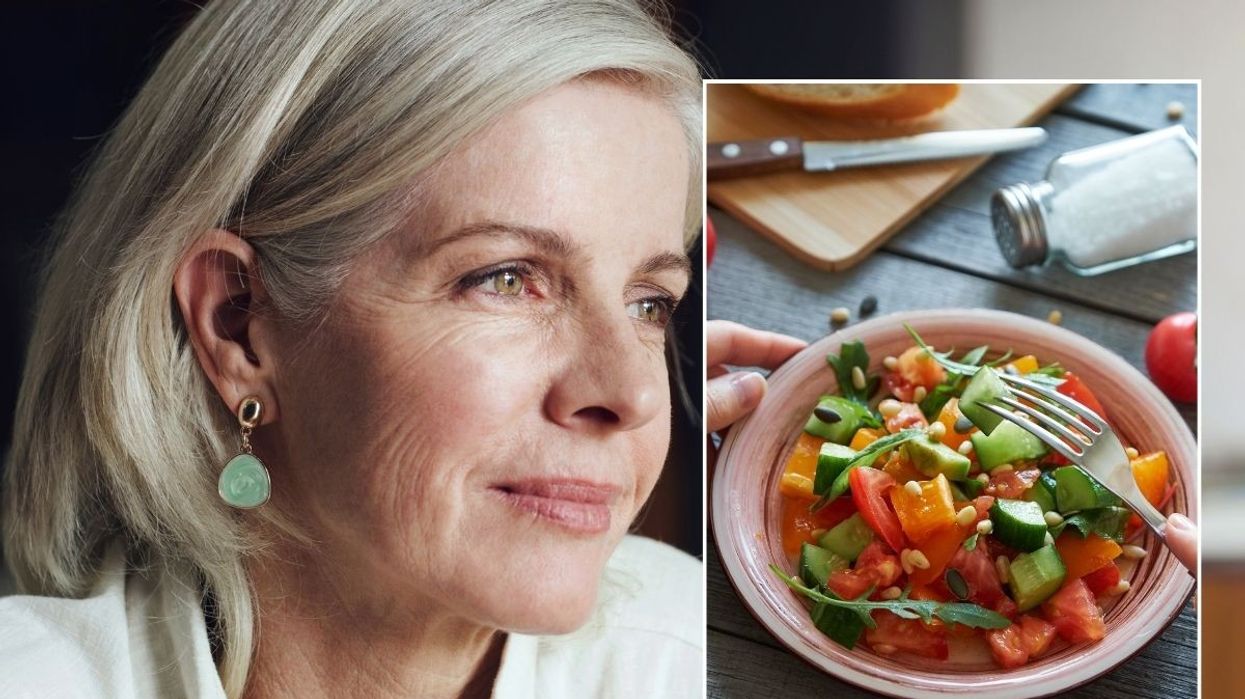 senior woman and salad